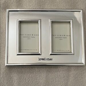 Pottery Barn Silver Sentiment Frame Cadre"loved ones" Double Photo 2x3"